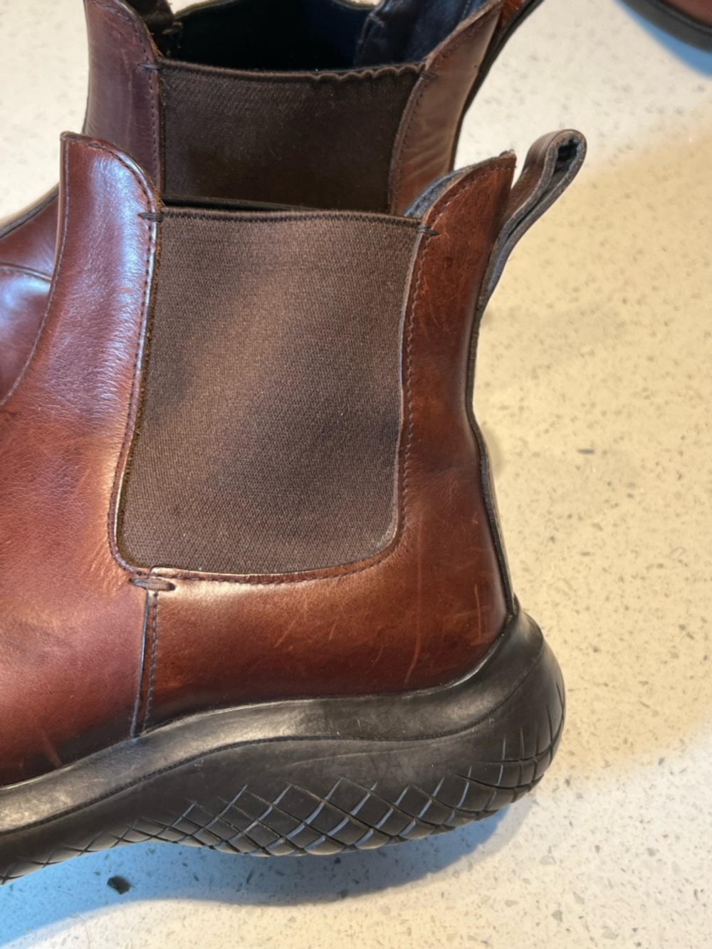 Prada brown leather chunky vintage Chelsea boots - Picture 7 of 9
